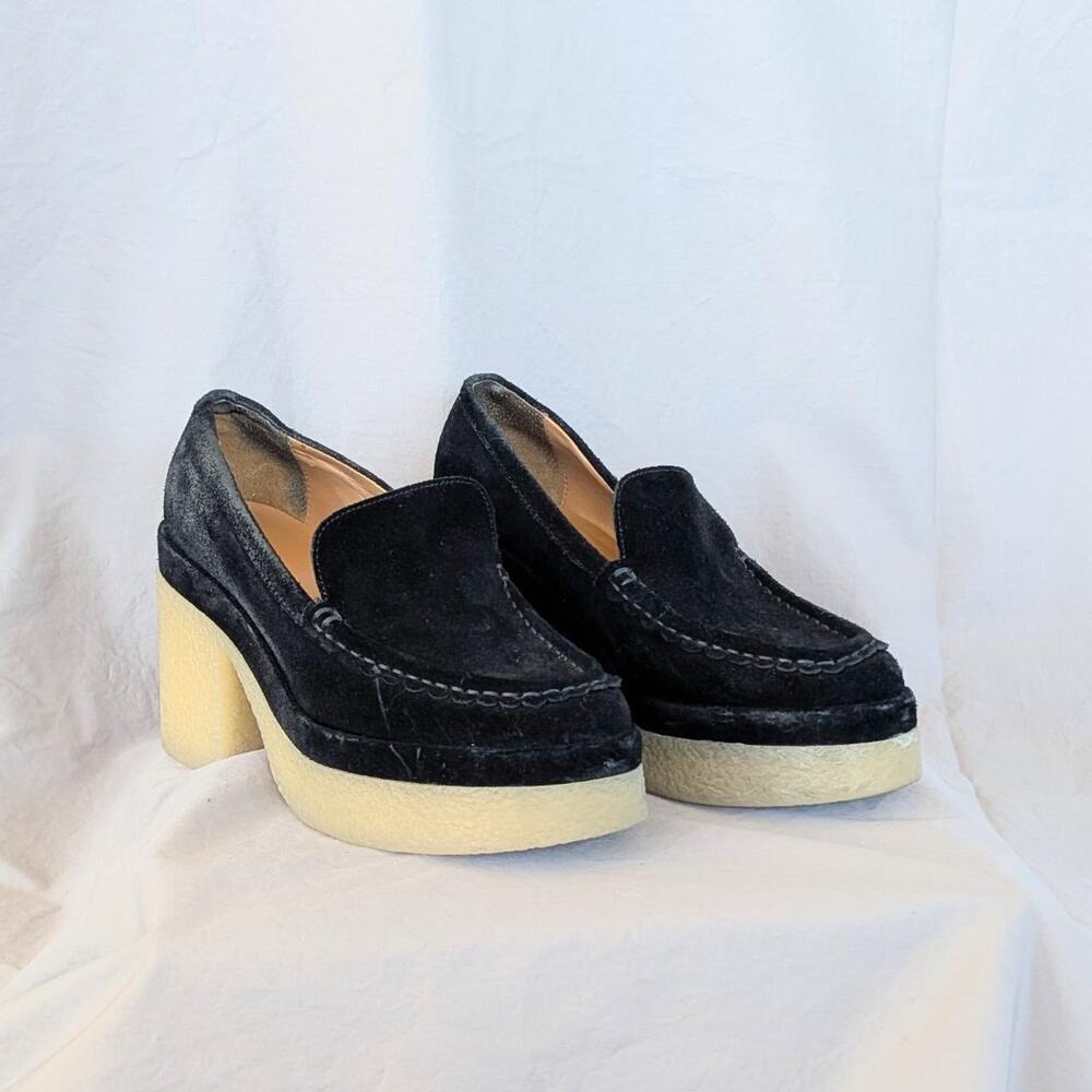 Black suede platform loafers by Marc Fisher LTD, size 7.5